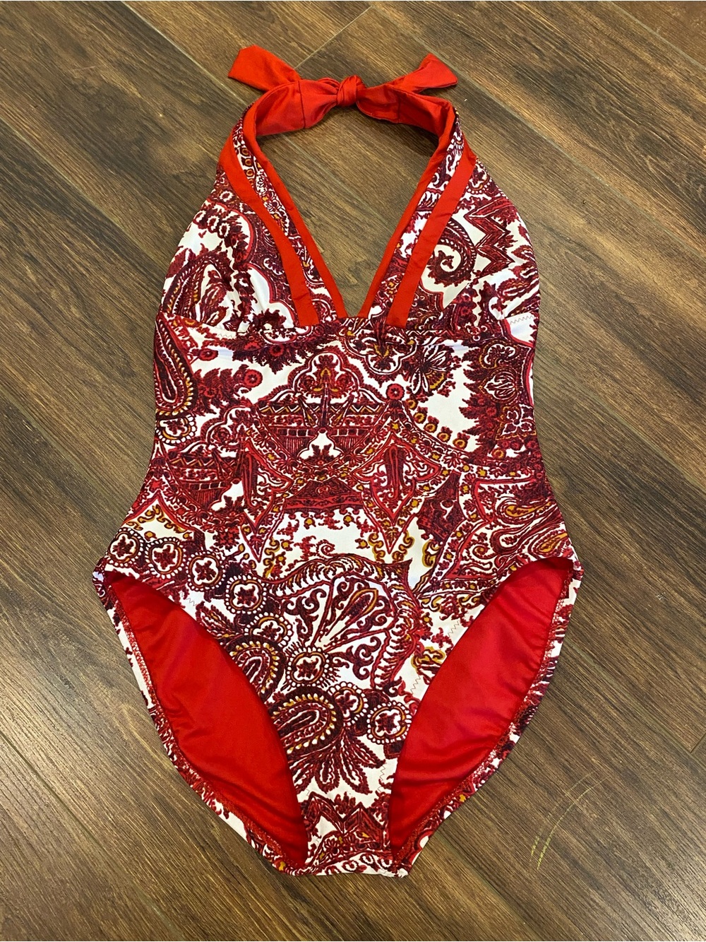 Halter style one piece swimsuit size 6 red